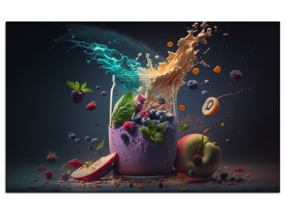 Tableau aluminium déco smoothie fruités