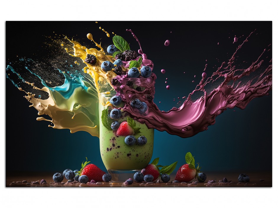 Tableau aluminium art déco fruits