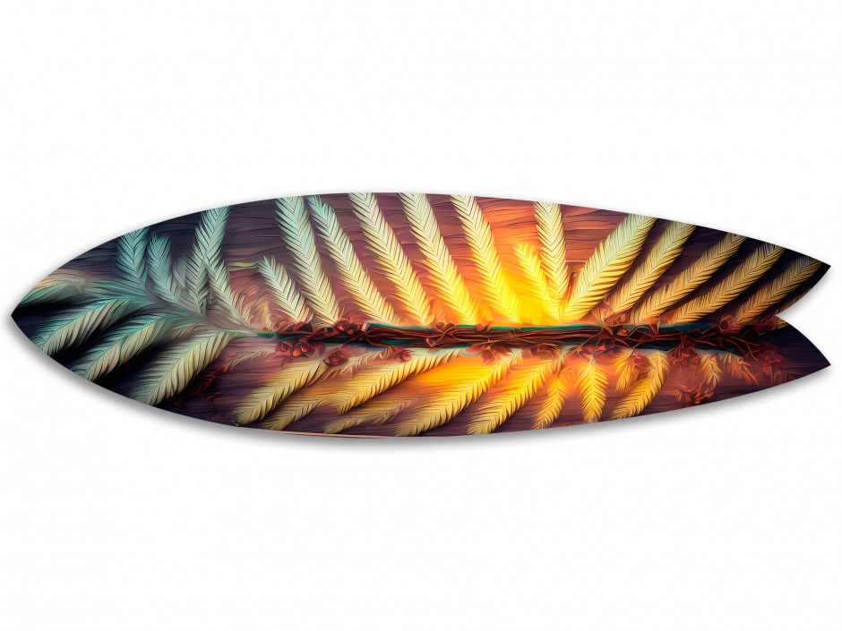 Planche de surf déco design feuille de palmier