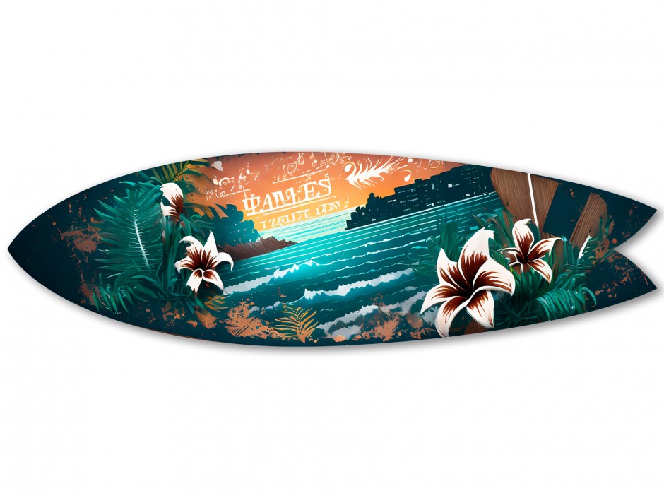 Planche surf décorative illustration paysage de mer