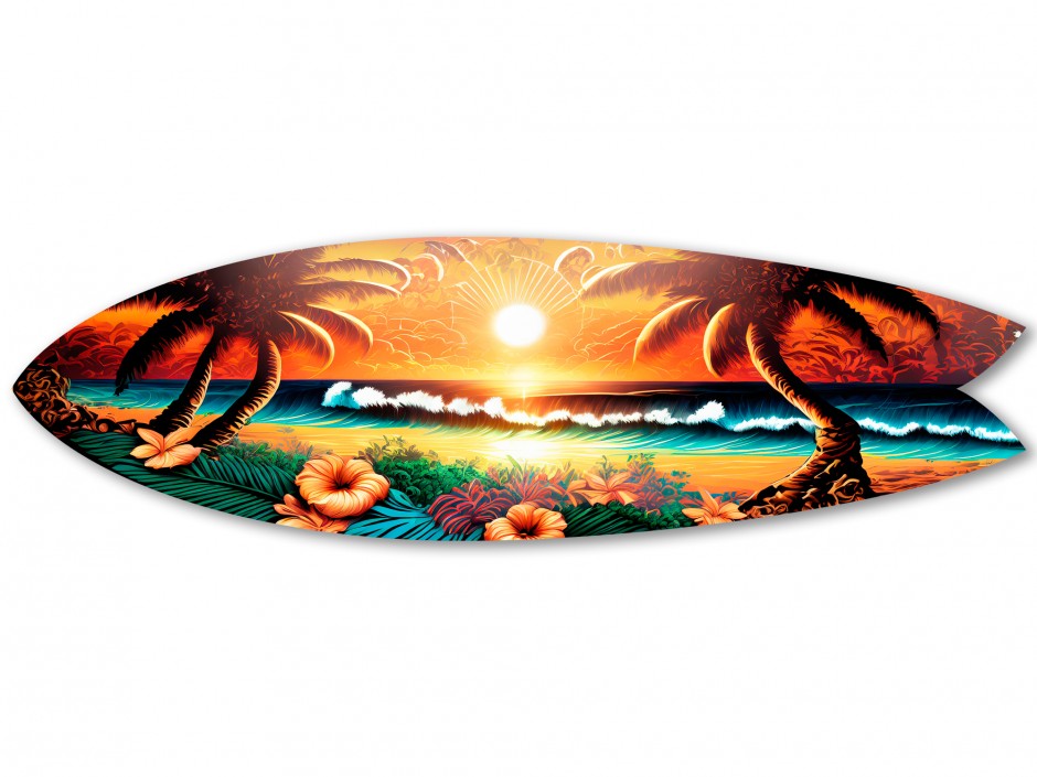 Planche surf décorative illustration paysage Hawaien 4