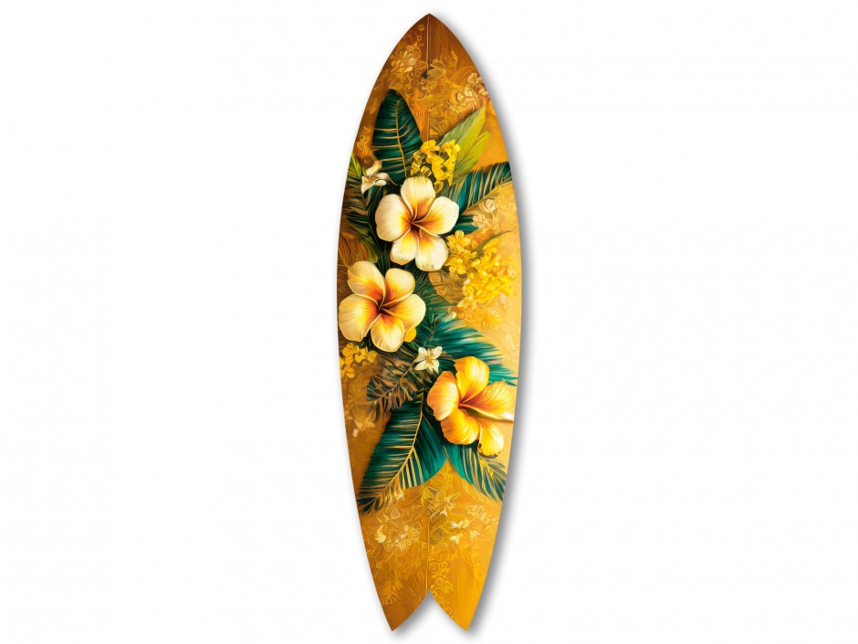 Planche surf décorative illustration fleurs tropicale