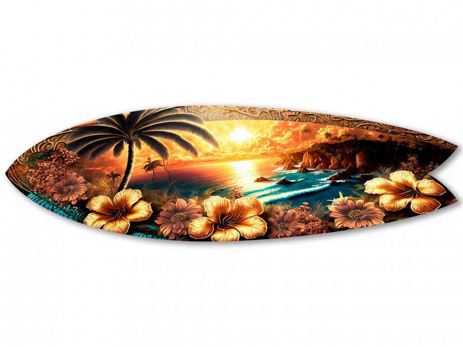 Planche surf décorative illustration paysage Hawaien 8