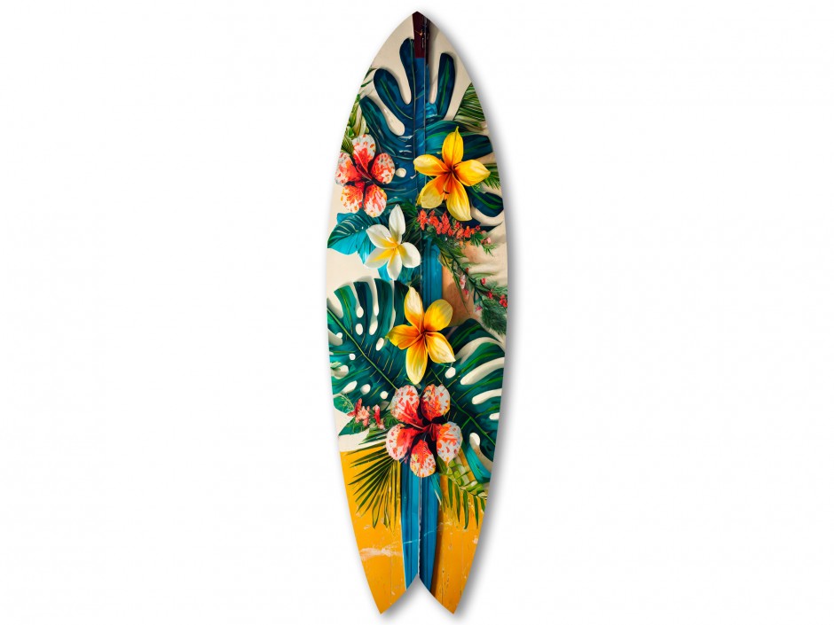 Planche Surf Décorative aux Fleurs Tropicales