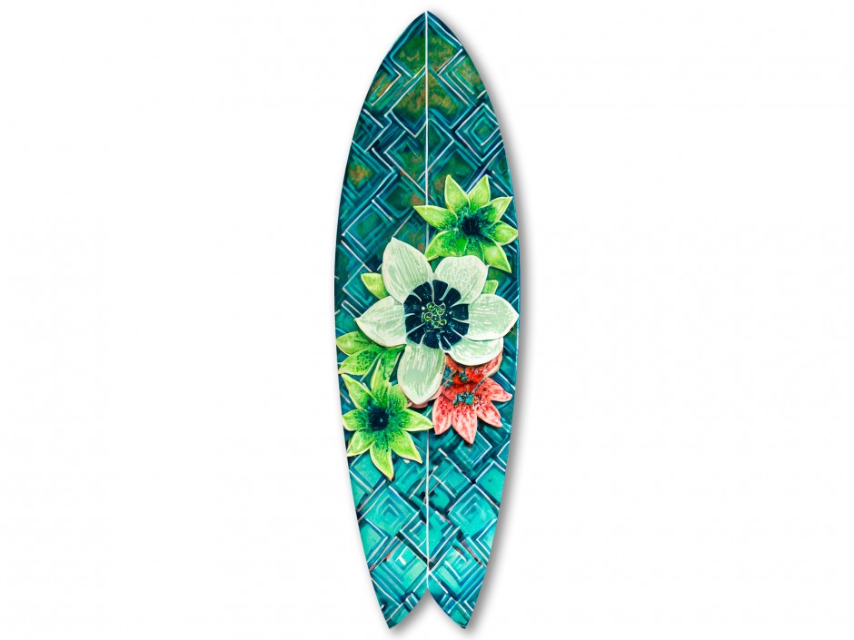 Planche de surf décorative style tropical