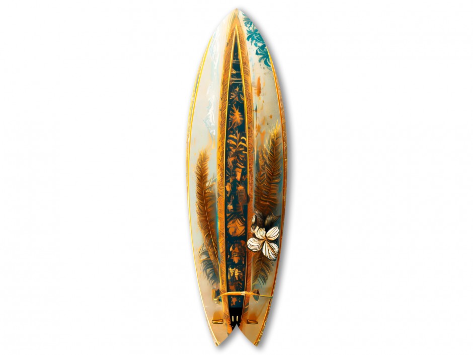 Planche de surf décorative design déco dorée