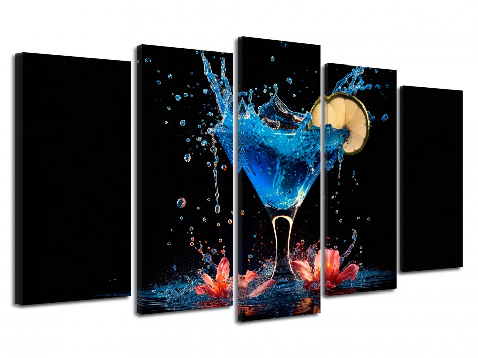 Tableau toile quintyque Cuisine Blue Lagoon