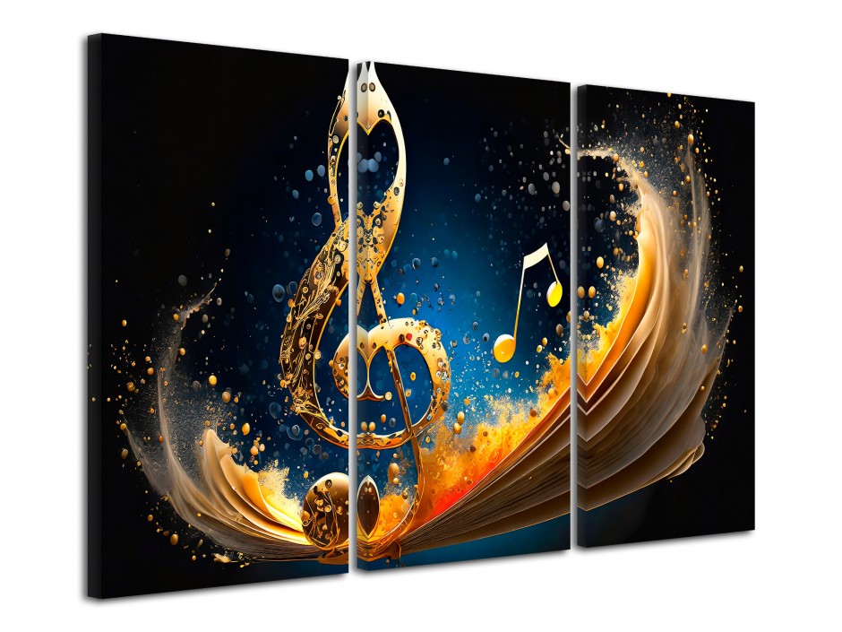 Tableau toile triptyque Note de musique