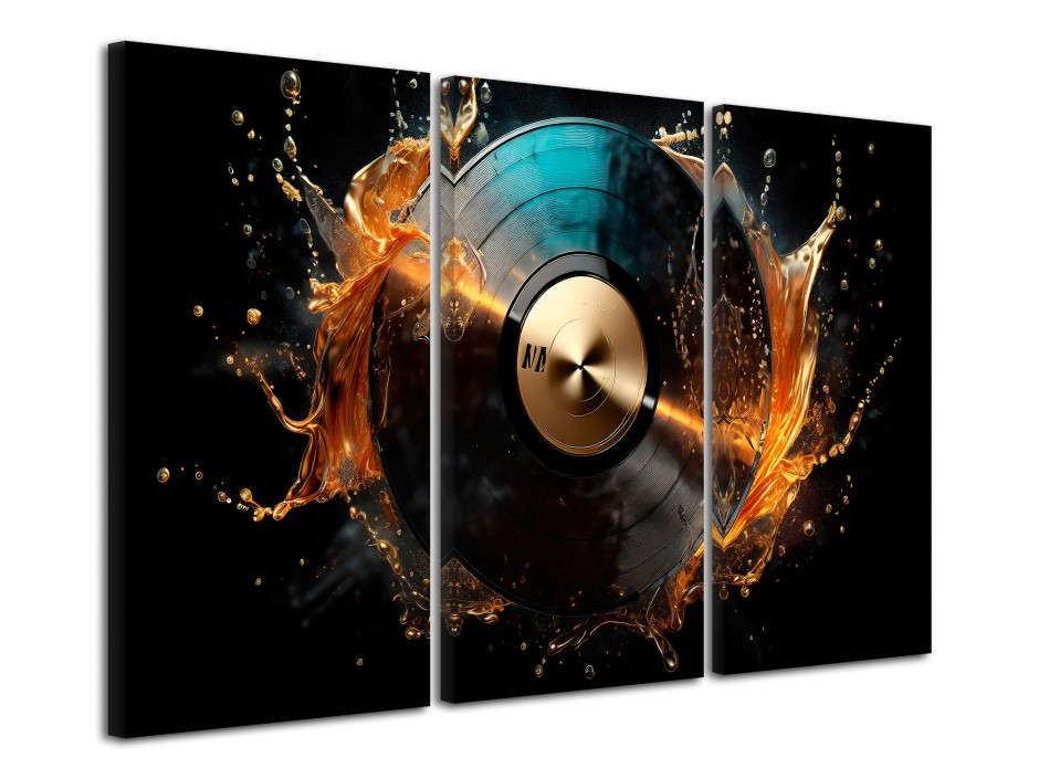 Tableau toile triptyque disque vinyl