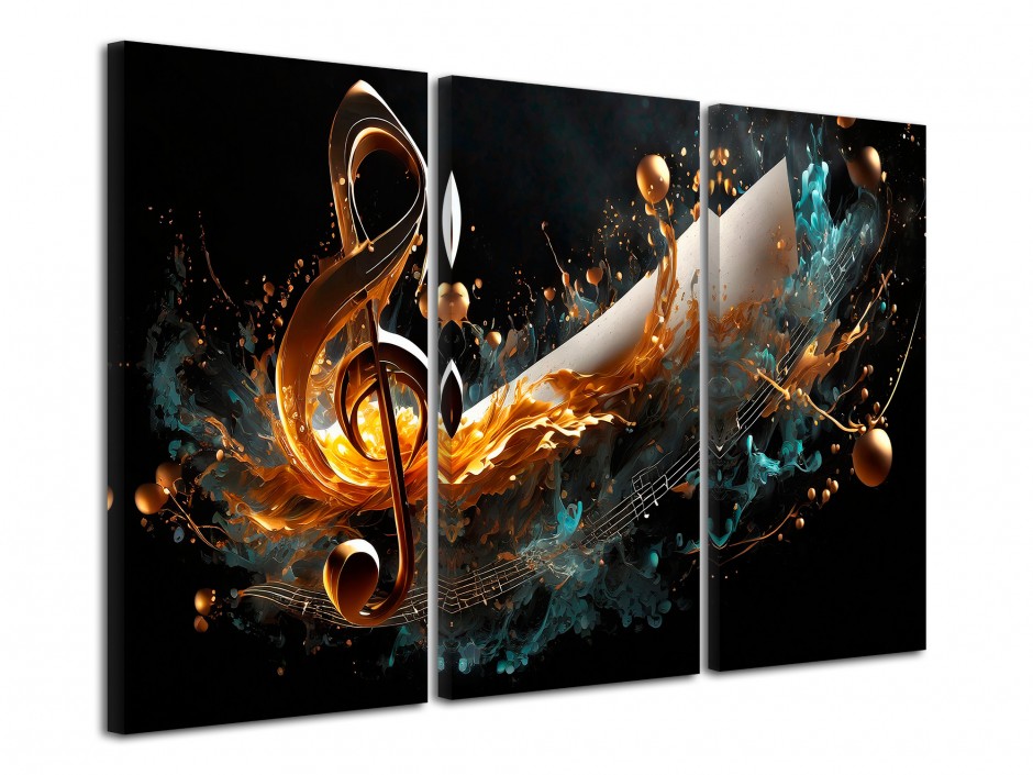 Tableau toile triptyque Harmonie musicale