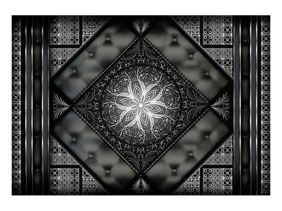 Papier peint - Symmetrical composition - black pattern in oriental pattern with quilting