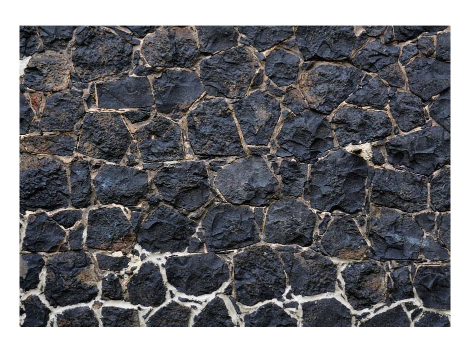 Papier peint - Dark charm - textured composition of black stones with light grout