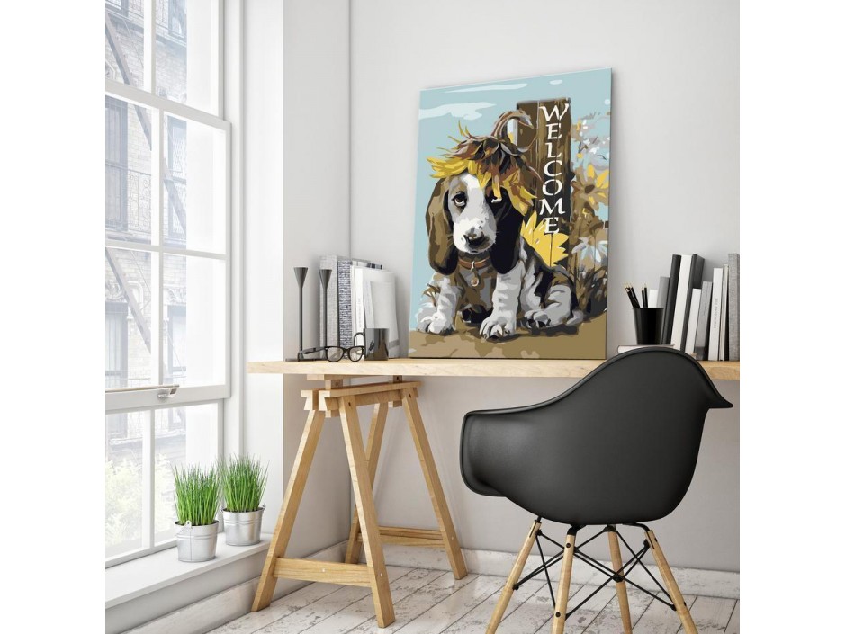 Tableau à peindre par soi-même - Dog and Sunflowers