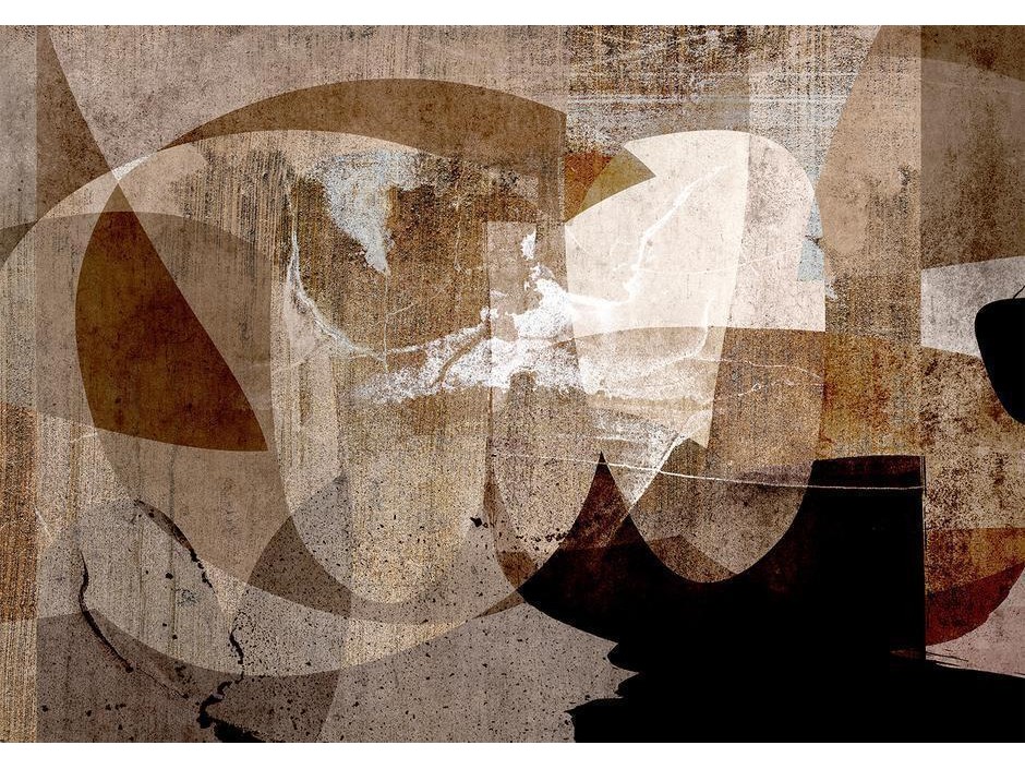 Papier peint - Geometric abstraction with shapes - composition in brown colours