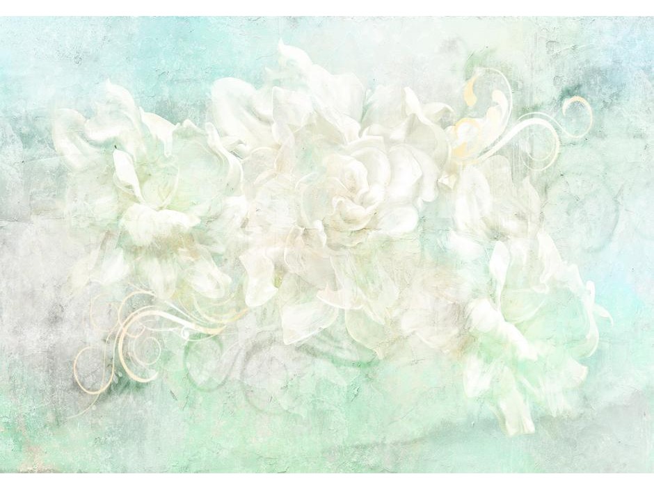Papier peint - Blossoming among pastels - abstract with floral motif and patterns