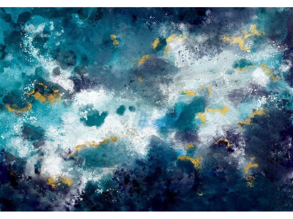 Papier peint - Stormy ocean - abstract blue composition in watercolour style