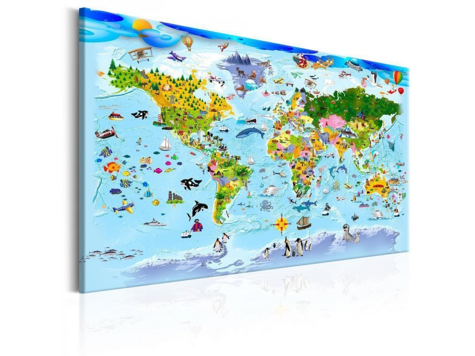 Tableau en liège - Childrens Map: Colourful Travels