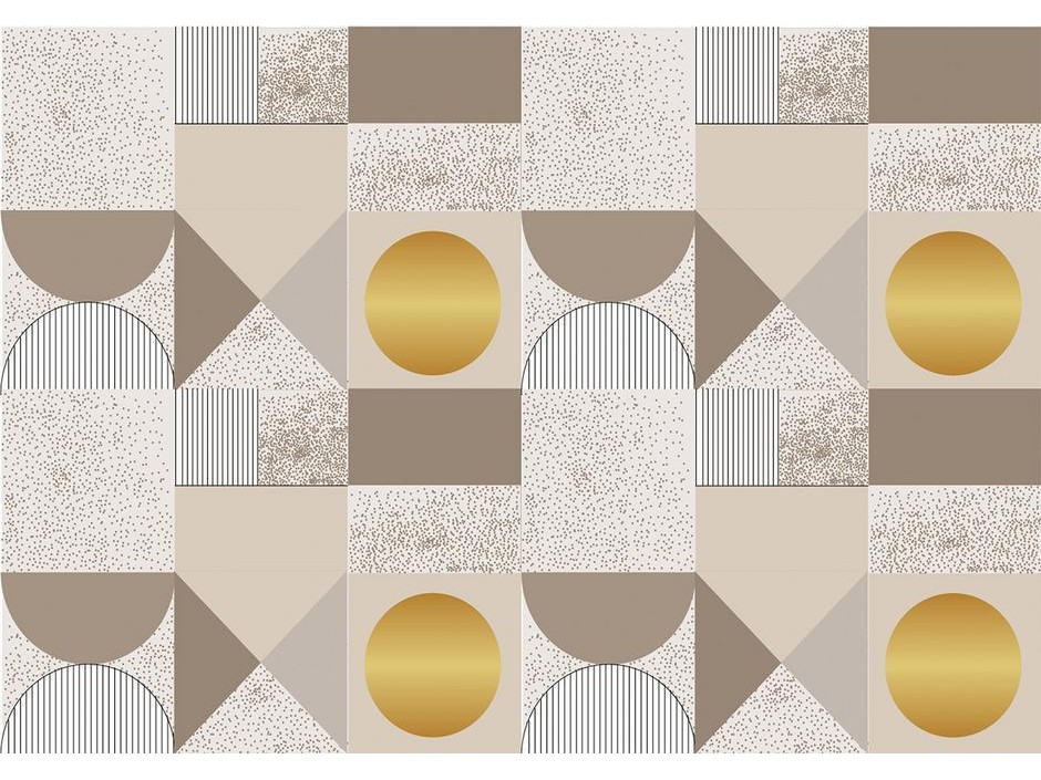 Papier peint - Beige and Gold Geometric Pattern