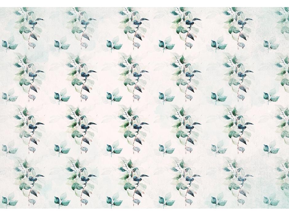 Papier peint - Mint green nature - solid floral pattern with green leaves