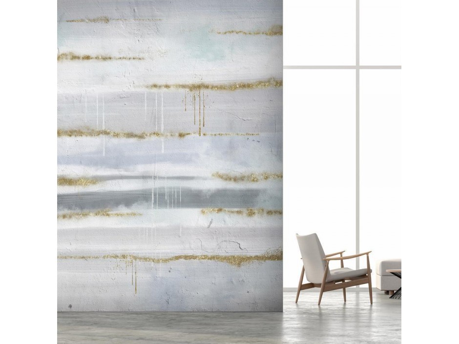 Papier peint - Modernist background - abstract stripes pattern with gold patterns