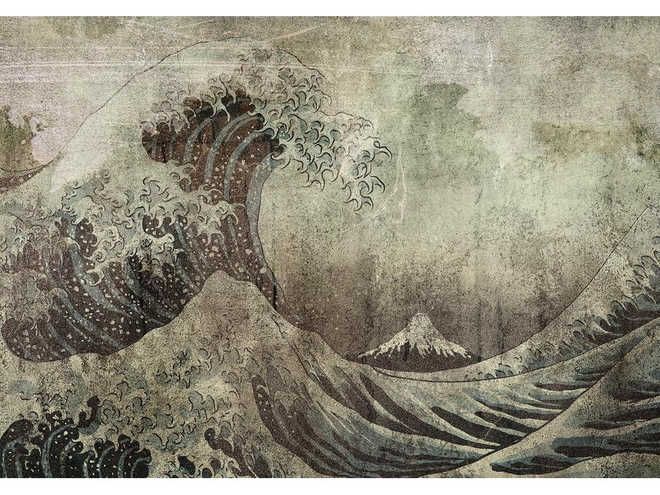 Papier peint - Great wave in Kanagwa in retro style - landscape of rough sea