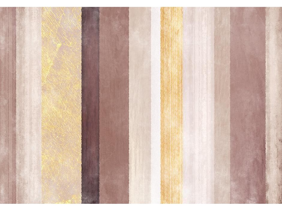 Papier peint - Striped pattern - abstract background in stripes of different colours with gold pattern