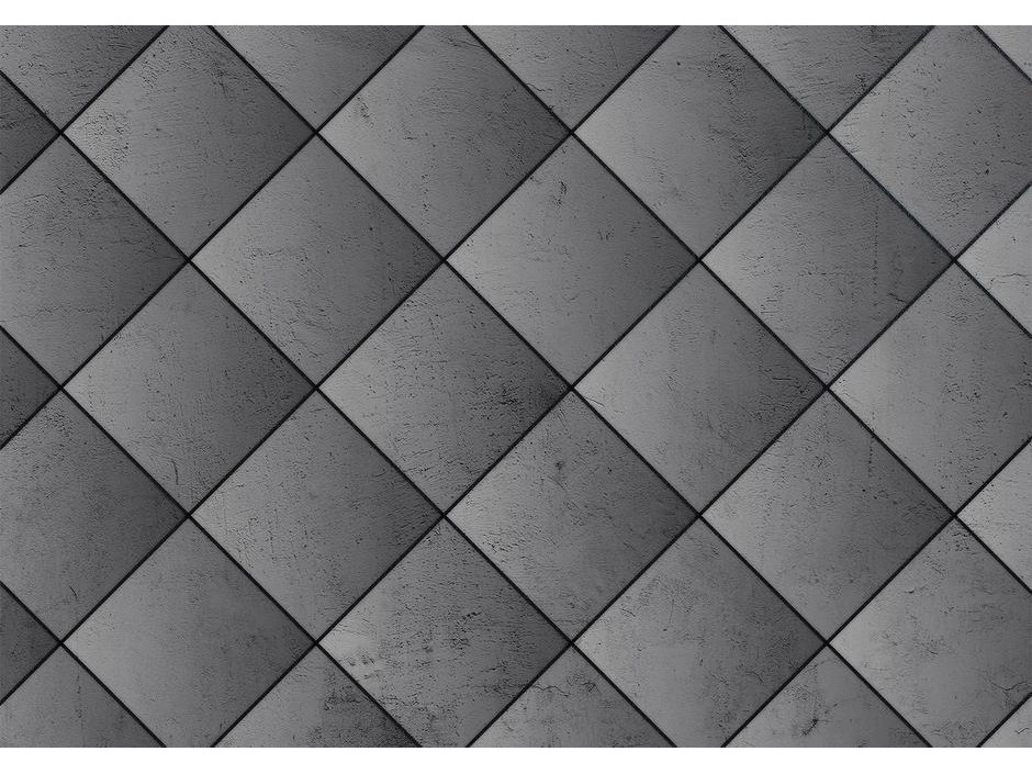 Papier peint - Grey symmetry - geometric pattern in concrete pattern with black joints