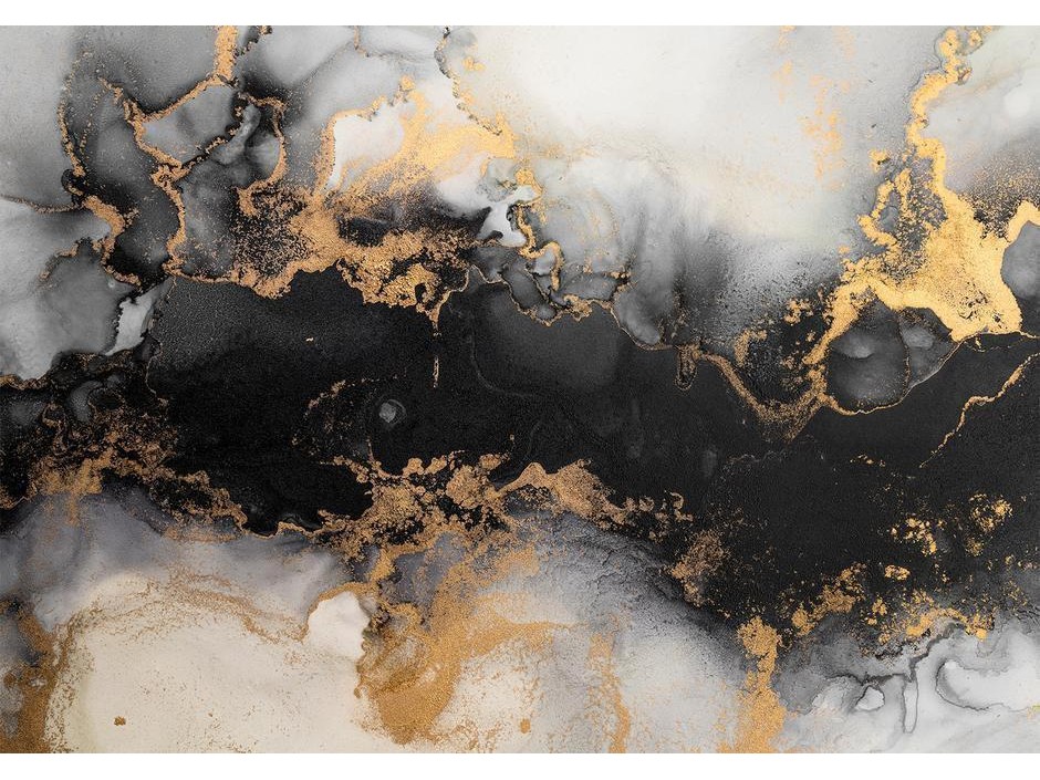 Papier peint - Gold Explosions - an Abstract Pattern Inspired by Marble