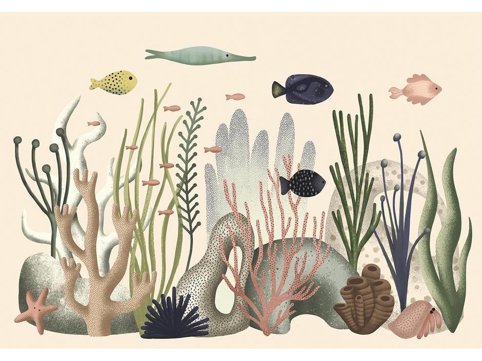Papier peint - Underwater World - Fish and Corals in Pastel Colours