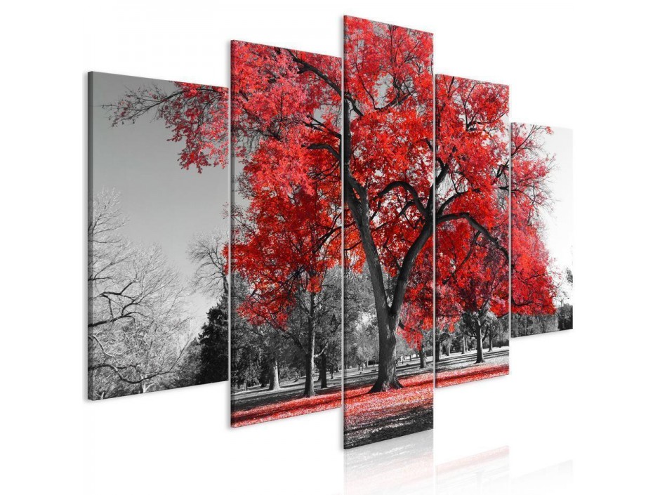 Tableau - Autumn in the Park (5 Parts) Wide Red