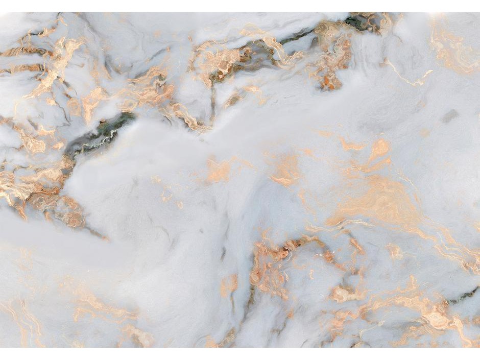 Papier peint - White Stone - Elegant Marble With Golden Highlights