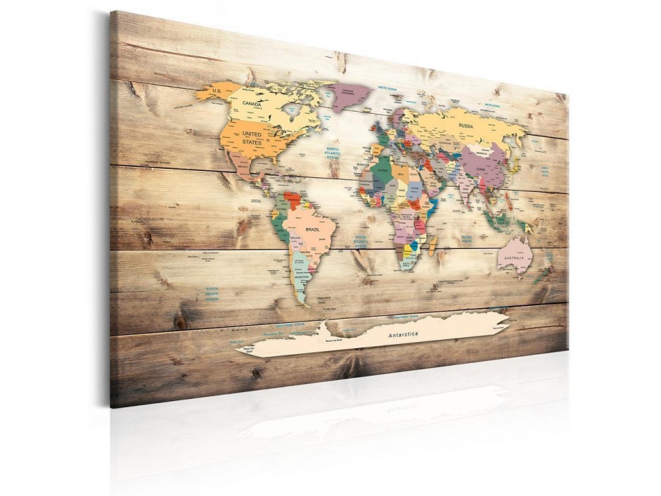 Tableau en liège - World Map: Wooden Oceans