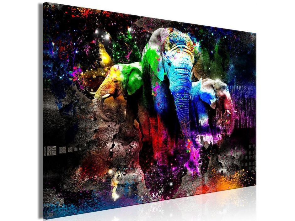 Tableau - Colorful Elephants (1 Part) Wide