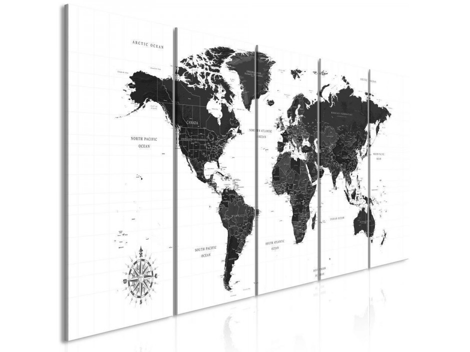 Tableau - Black and White Map (5 Parts) Narrow