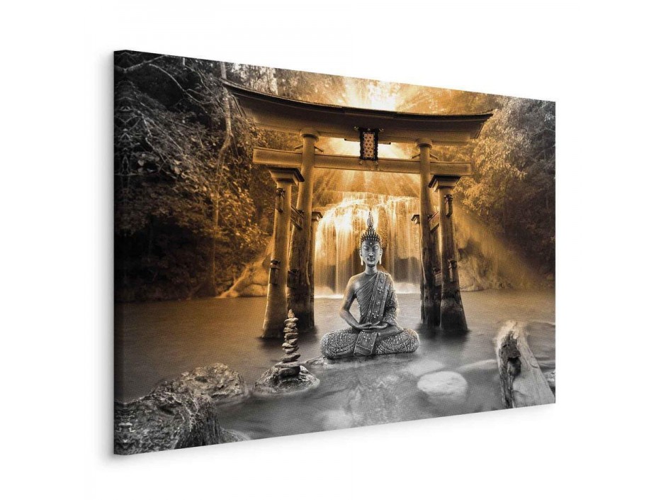 Tableau - Buddha Smile (1 Part) Wide Orange