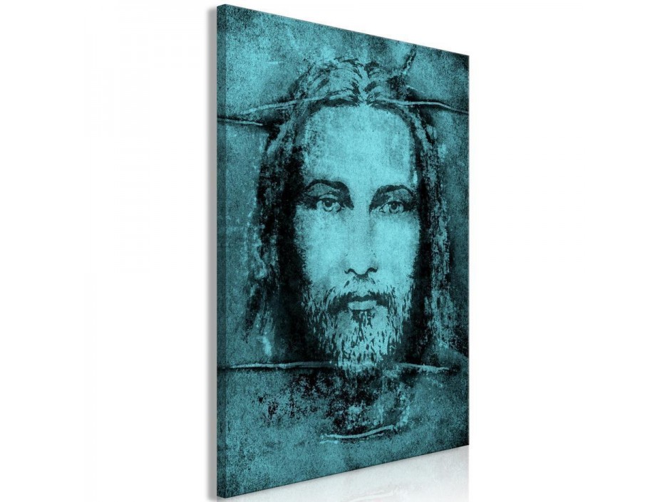Tableau - Shroud of Turin in Turqoise (1 Part) Vertical
