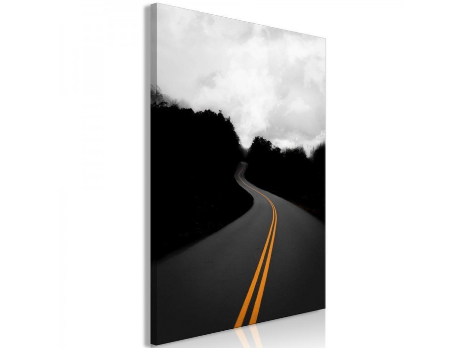 Tableau - Path Between Trees (1-part) - Black and White Skyline Landscape