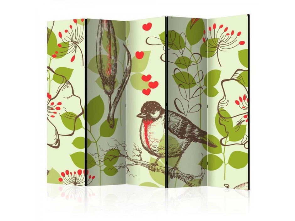 Paravent - Bird and lilies vintage pattern II