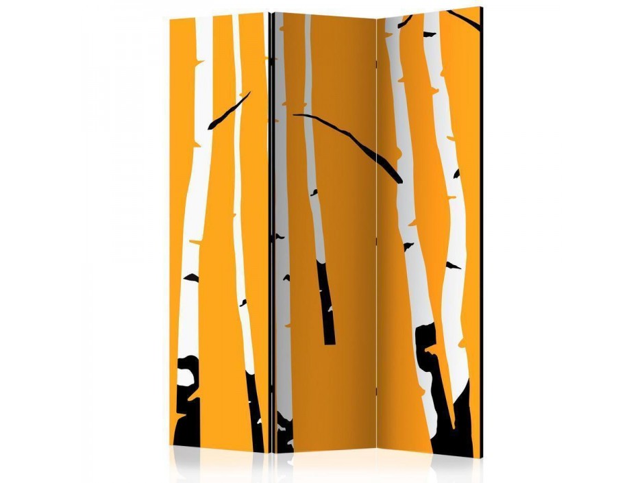 Paravent - Birches on the orange background