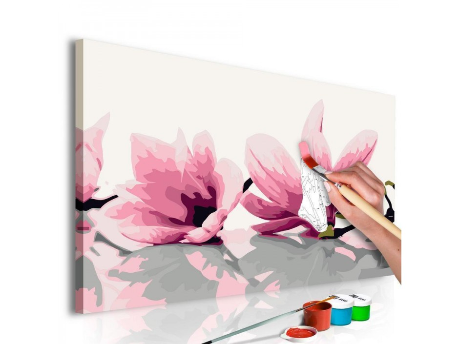 Tableau à peindre par soi-même - Magnolia (fond blanc)
