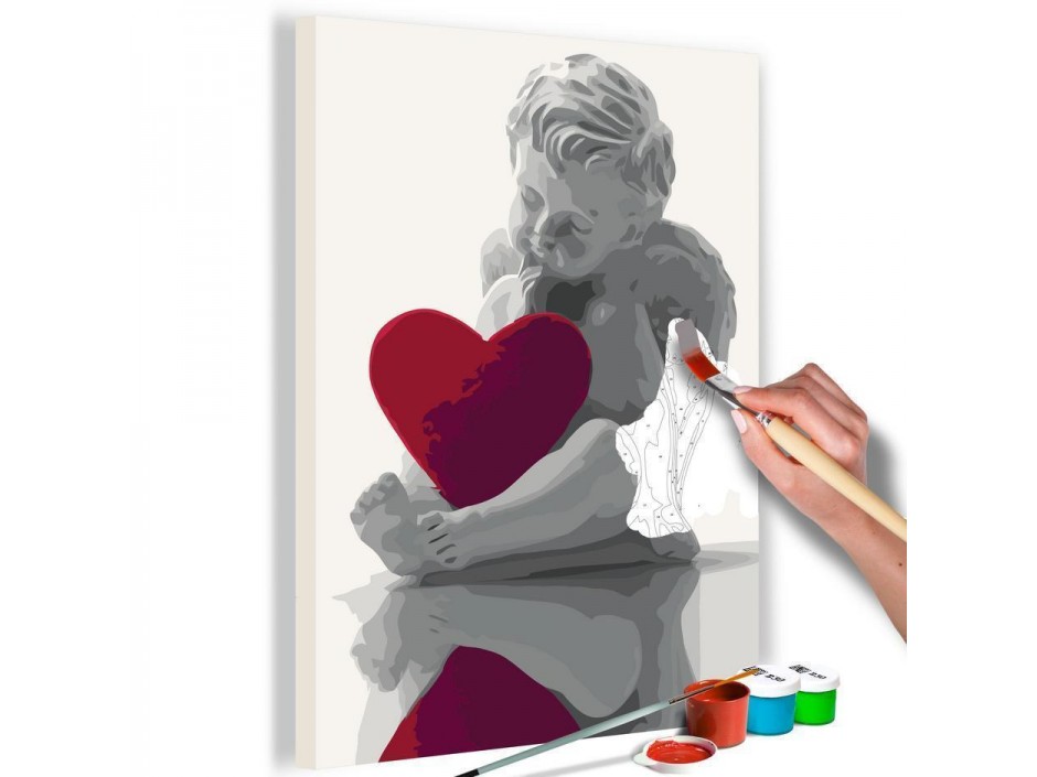 Tableau à peindre par soi-même - Ange (coeur rouge)