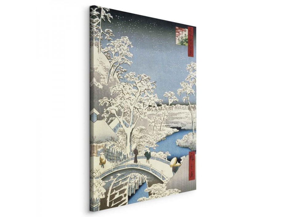 Tableau - Drum bridge and Setting Sun Hill at Meguro from the series  (Utagawa Hiroshige)