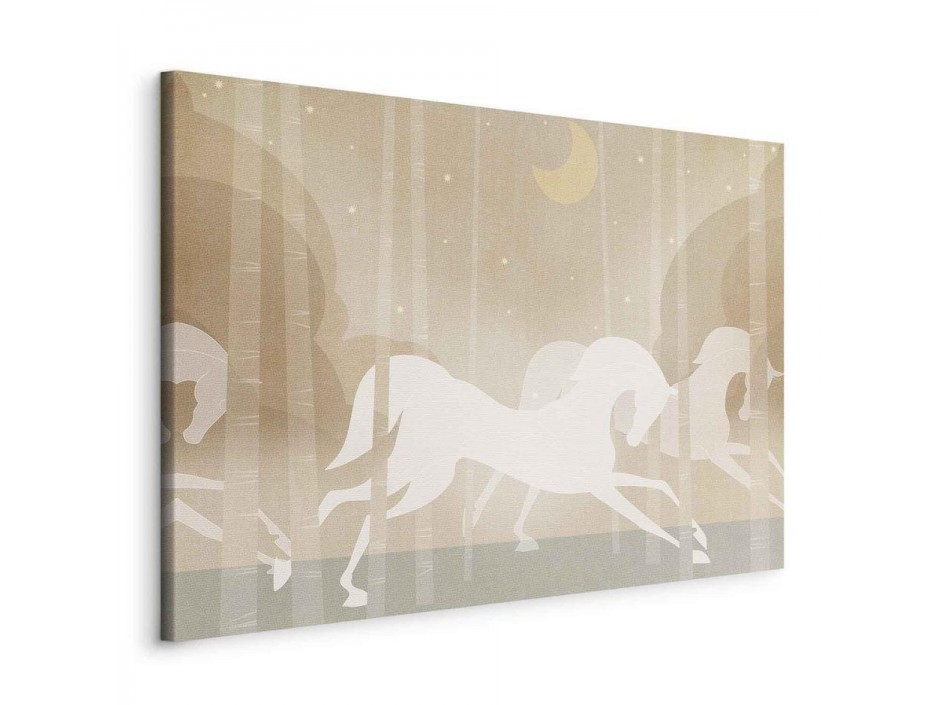 Tableau - Moon Horses - Horses Galloping Among Trees on a Starry Night