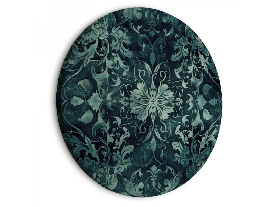 Tableau rond - Oriental Pattern Carpet: Emerald Ornaments and Worn Patterns