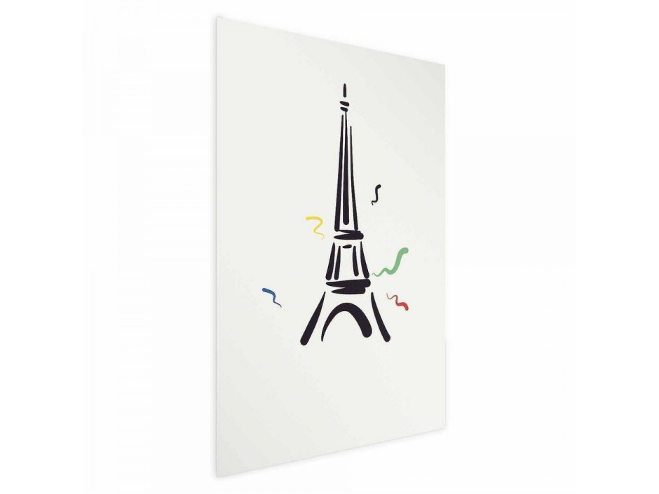 Poster - Black Illustration of the Eiffel Tower on a Light Background