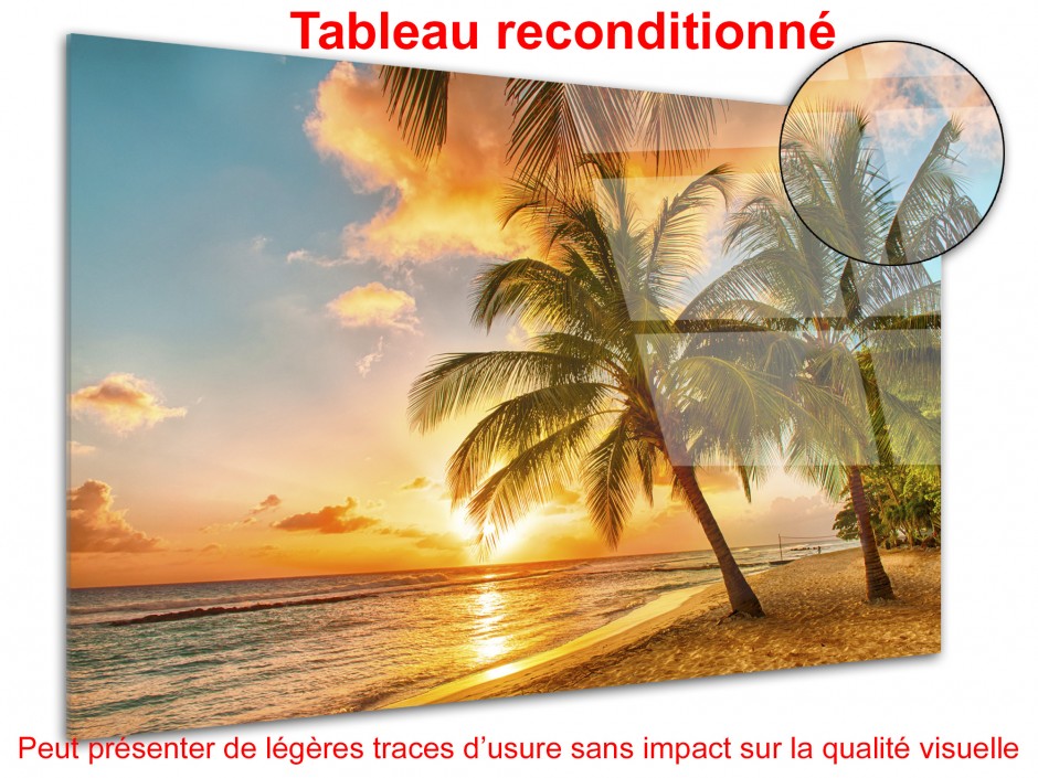 Tableau déco plexiglas photo SUNSET PALMIERS