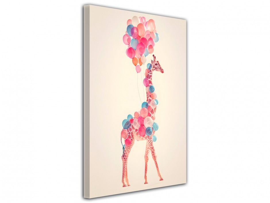 Tableau toile imprimée Girafe aux ballons
