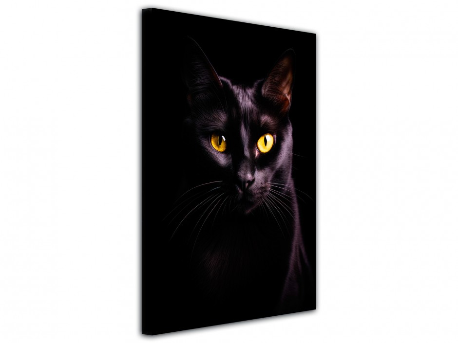Tableau toile imprimée Chat noir aux yeux or
