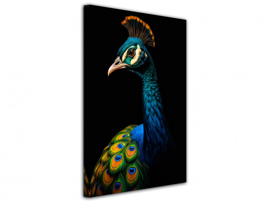 Tableau toile imprimée paon royal