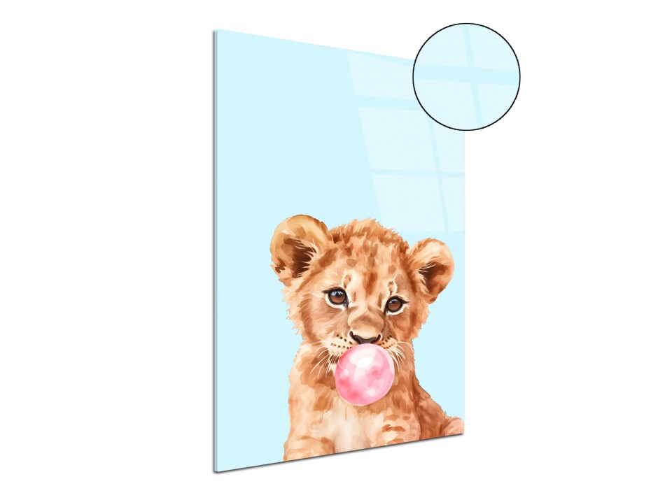 Tableau Plexiglas Lionceau bubble gum